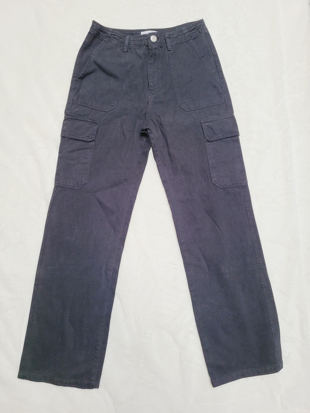 Zara Black Cotton Utility Cargo Pants